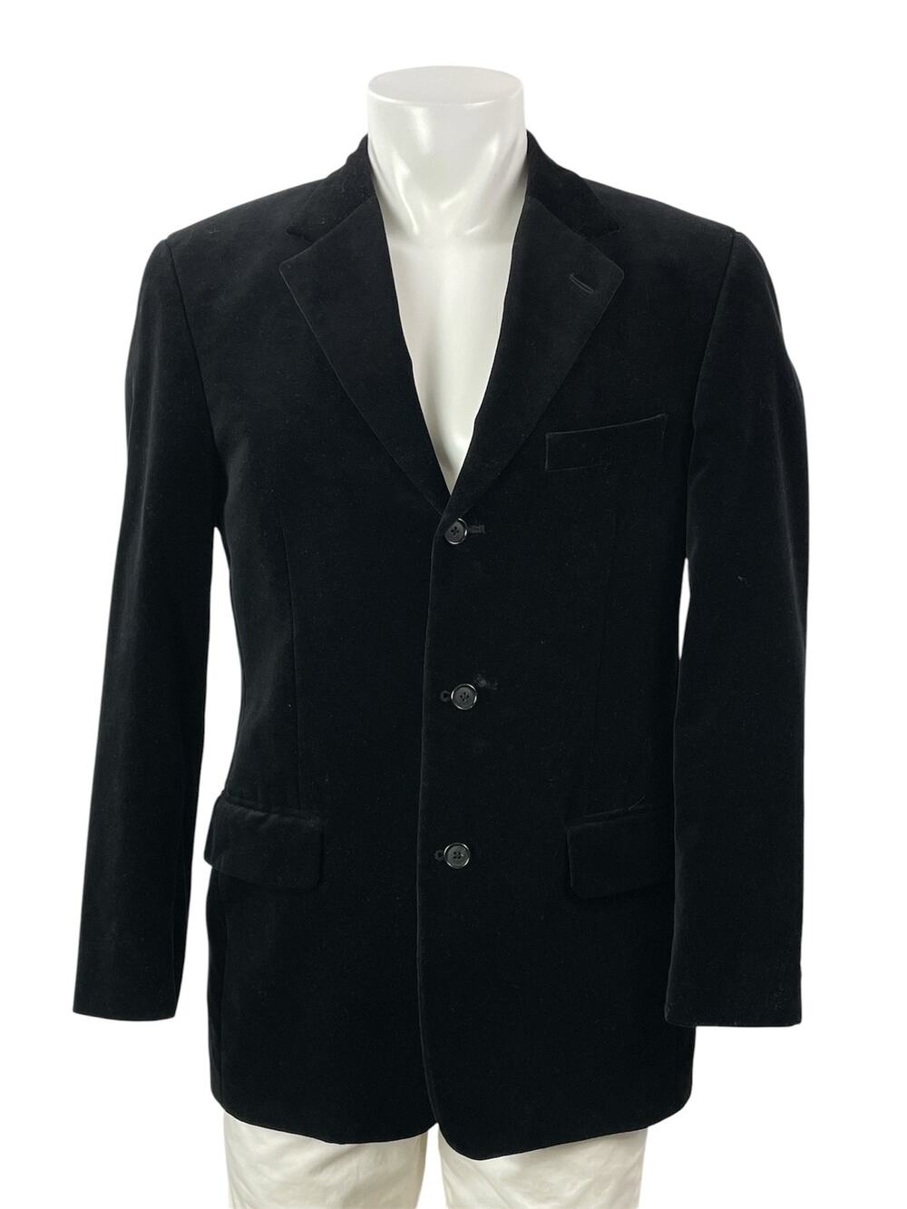 Alfani Macy's Mens Black Suede Notch Lapel Single Breasted Blazer Coat Jacket L